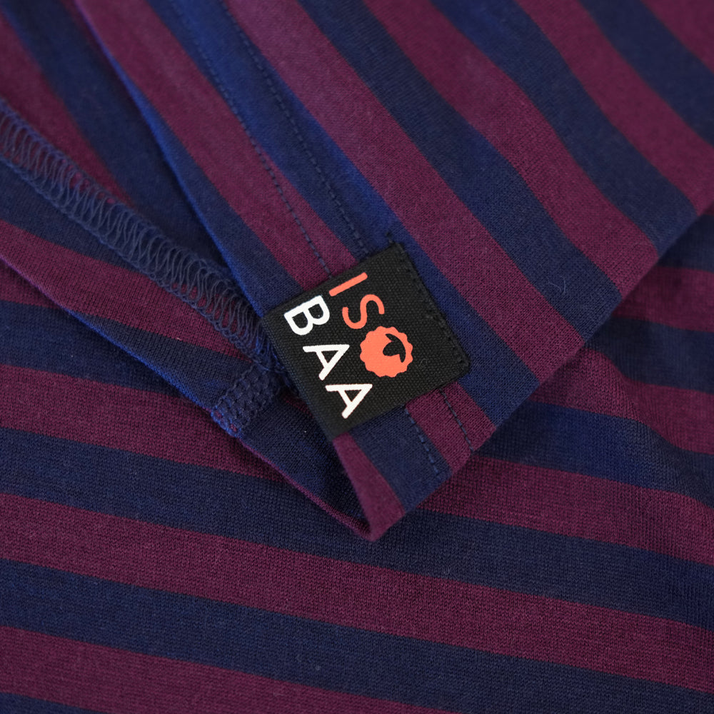 Isobaa | Mens Merino 180 Long Sleeve Crew (Navy/Wine) | Get outdoors with the ultimate Merino wool long-sleeve top.