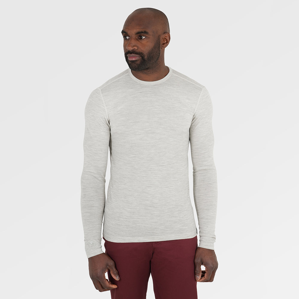 Mens Merino 180 Long Sleeve Crew (Jute) | Model: Michael