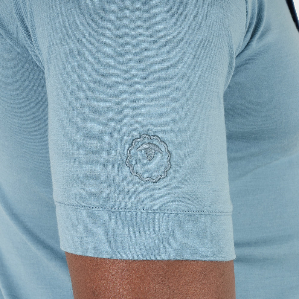 Mens Merino 180 Short Sleeve Polo Shirt (Lagoon/Navy)