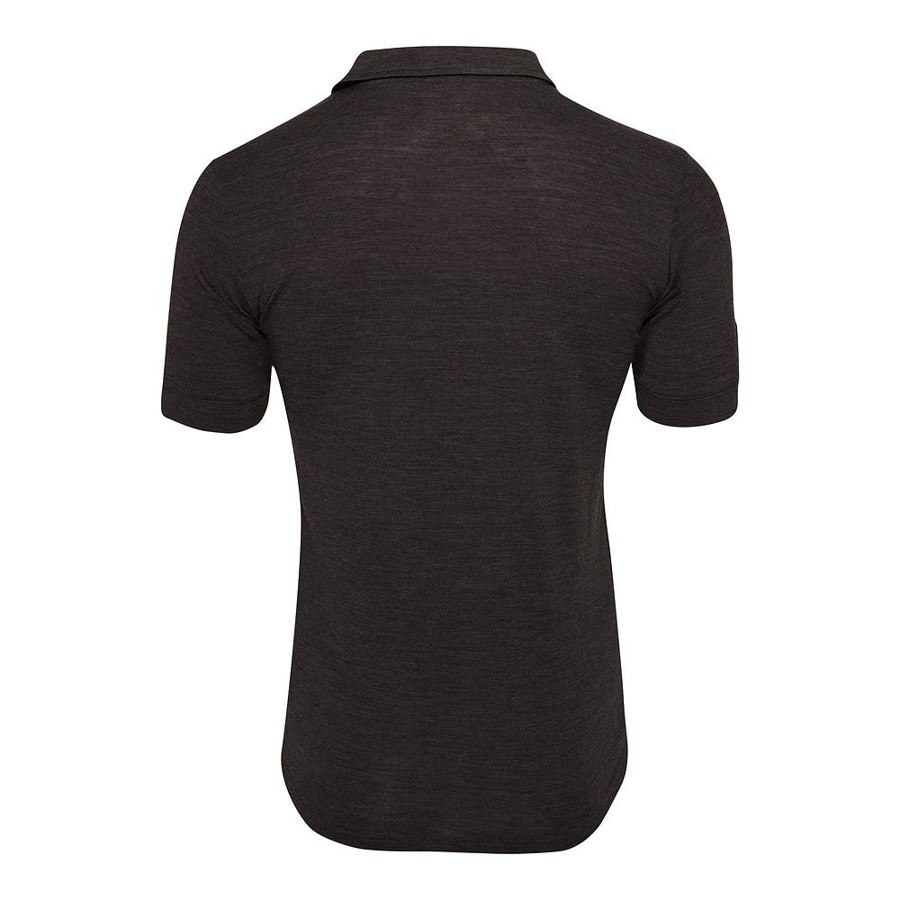 Isobaa Mens Merino 180 Short Sleeve Polo Shirt (Chocolate Melange/Smoke)