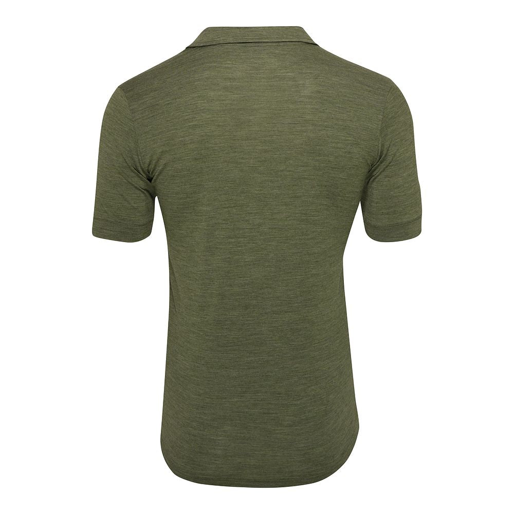 Isobaa Mens Merino 180 Short Sleeve Polo Shirt (Olive Melange/Navy)