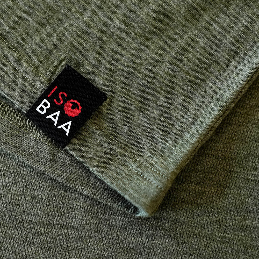 Isobaa Mens Merino 180 Short Sleeve Polo Shirt (Olive Melange/Navy)