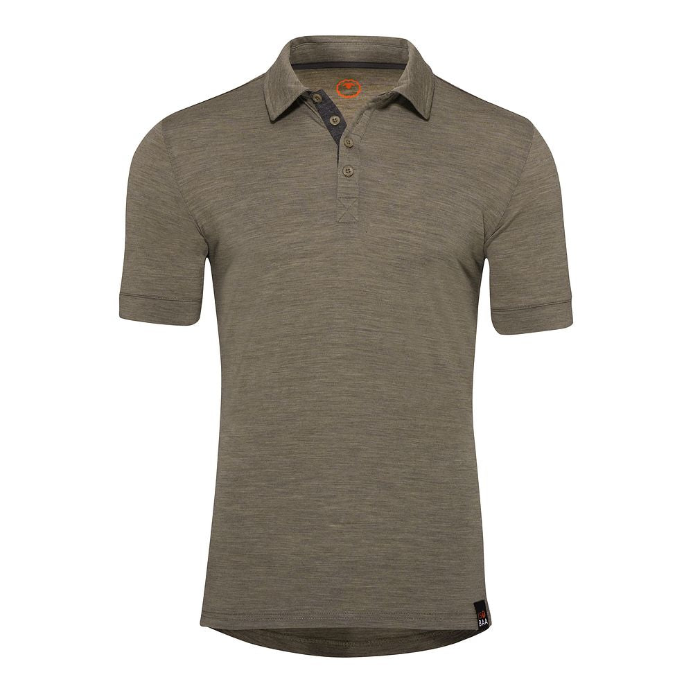Isobaa Mens Merino 180 Short Sleeve Polo Shirt (Truffle Melange/Smoke)
