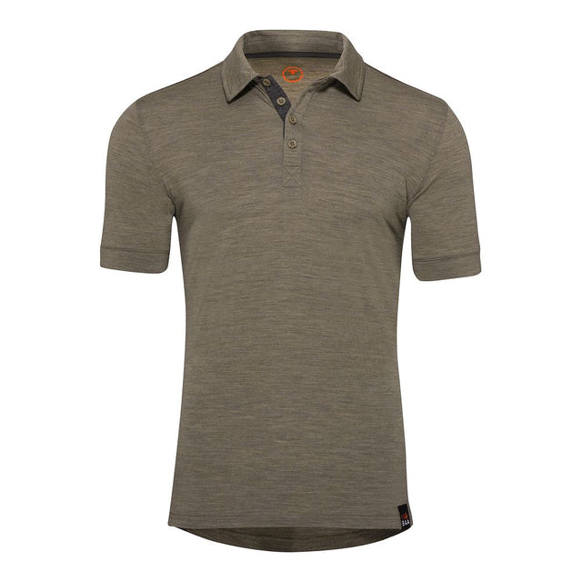 Isobaa Mens Merino 180 Short Sleeve Polo Shirt (Truffle Melange/Smoke)