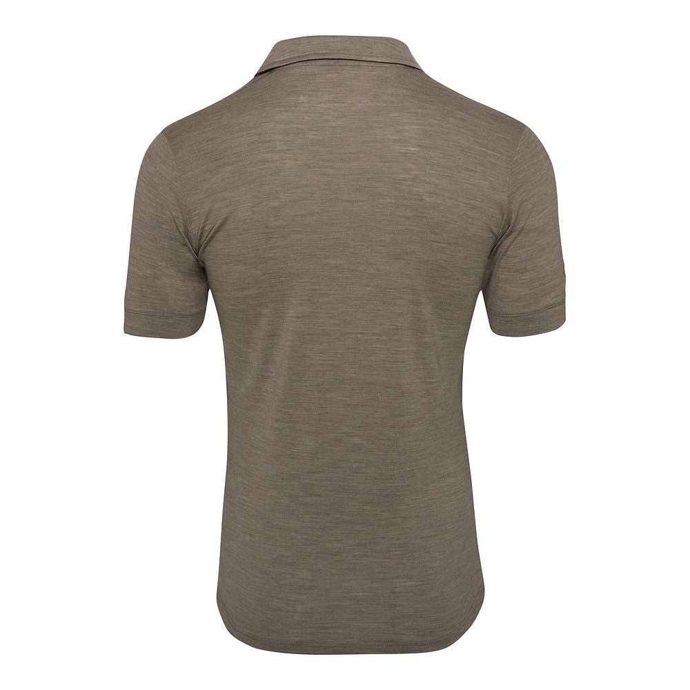Isobaa Mens Merino 180 Short Sleeve Polo Shirt (Truffle Melange/Smoke)