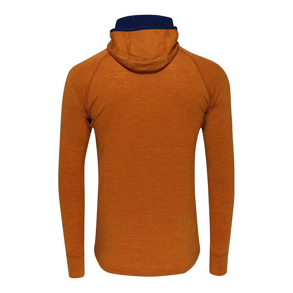 Isobaa Mens Merino 200 Zip Neck Hoodie (Spice Melange/Navy)