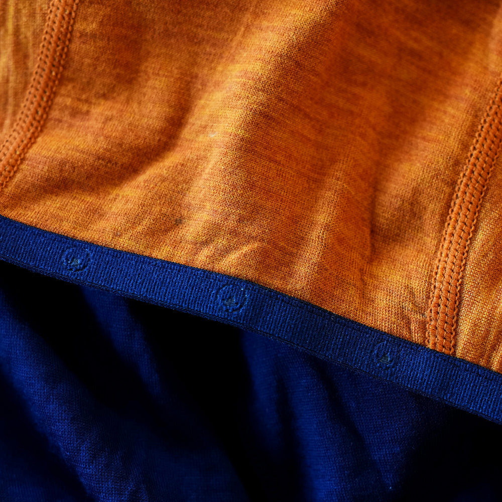 Isobaa Mens Merino 200 Zip Neck Hoodie (Spice Melange/Navy)