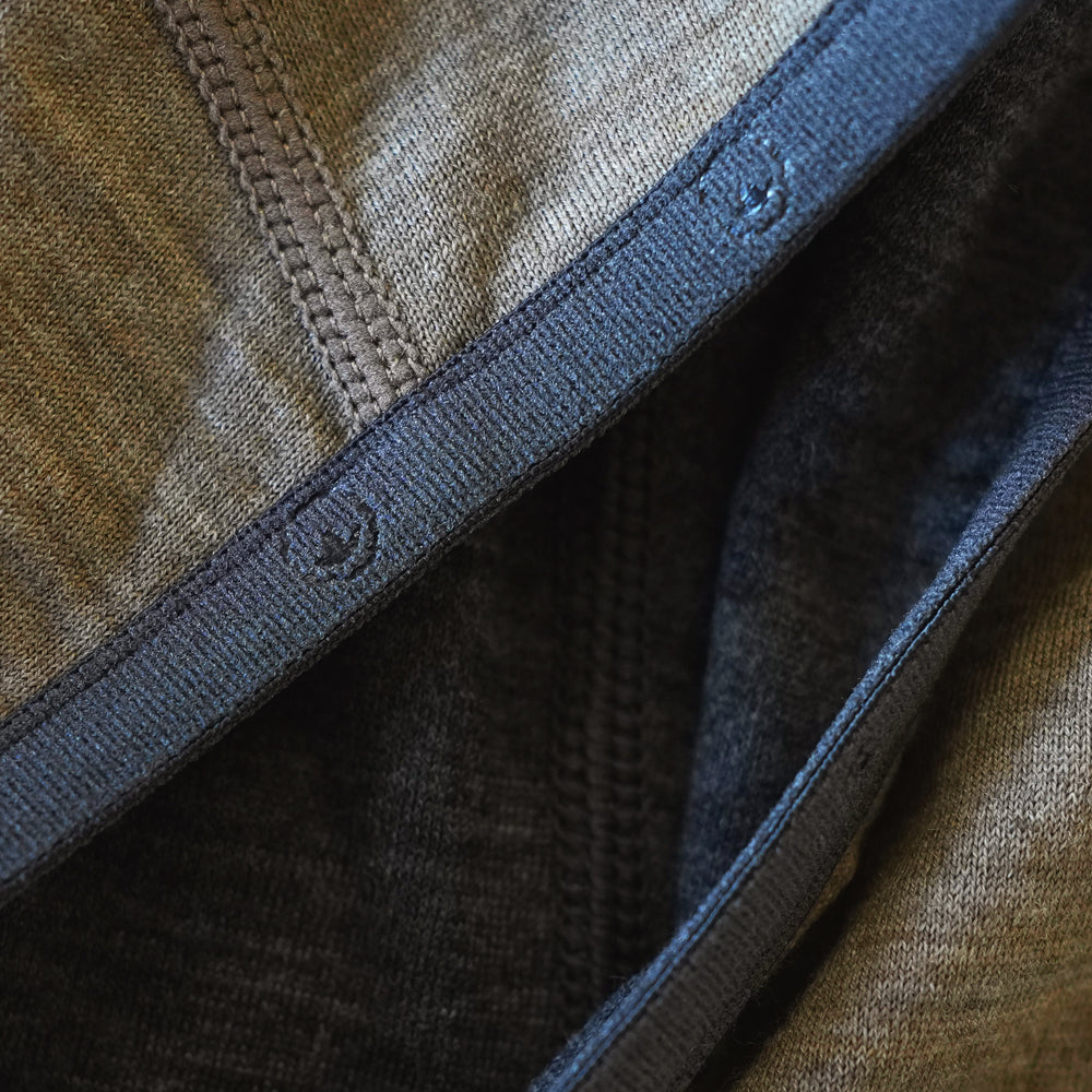 Isobaa Mens Merino 200 Zip Neck Hoodie (Truffle Melange/Smoke)