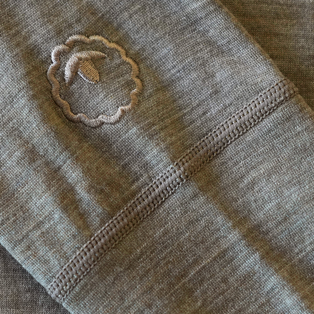 Isobaa Mens Merino 200 Zip Neck Hoodie (Truffle Melange/Smoke)
