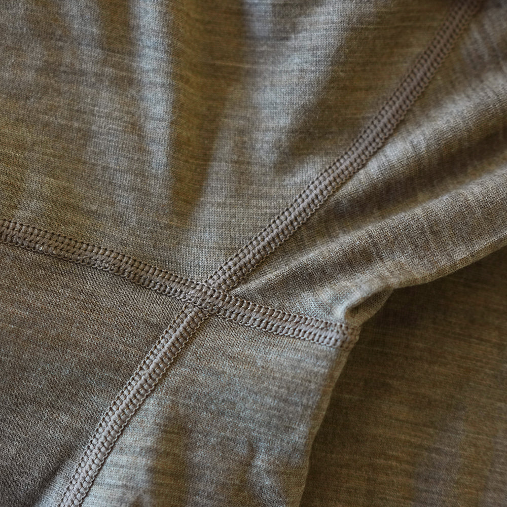 Isobaa Mens Merino 200 Zip Neck Hoodie (Truffle Melange/Smoke)
