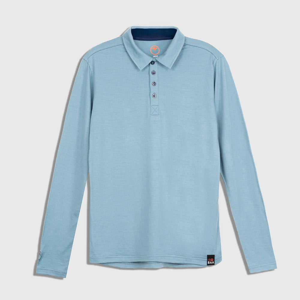 Mens Merino 200 Long Sleeve Polo Shirt (Lagoon)