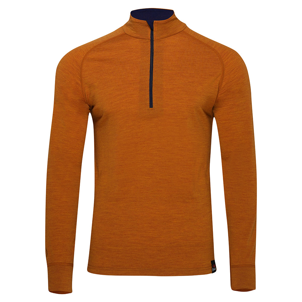 Isobaa Mens Merino 200 Long Sleeve Zip Neck (Spice Melange/Navy)
