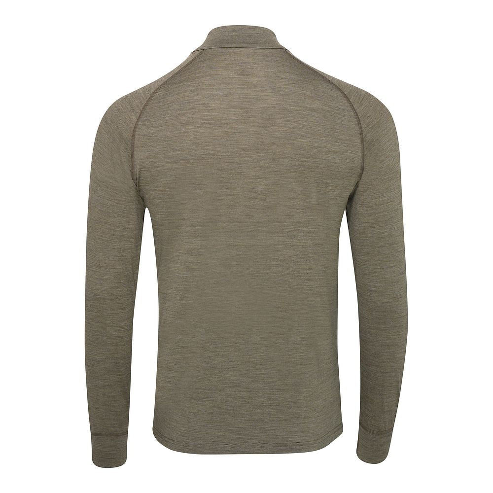 Isobaa Mens Merino 200 Long Sleeve Zip Neck (Truffle Melange/Smoke)