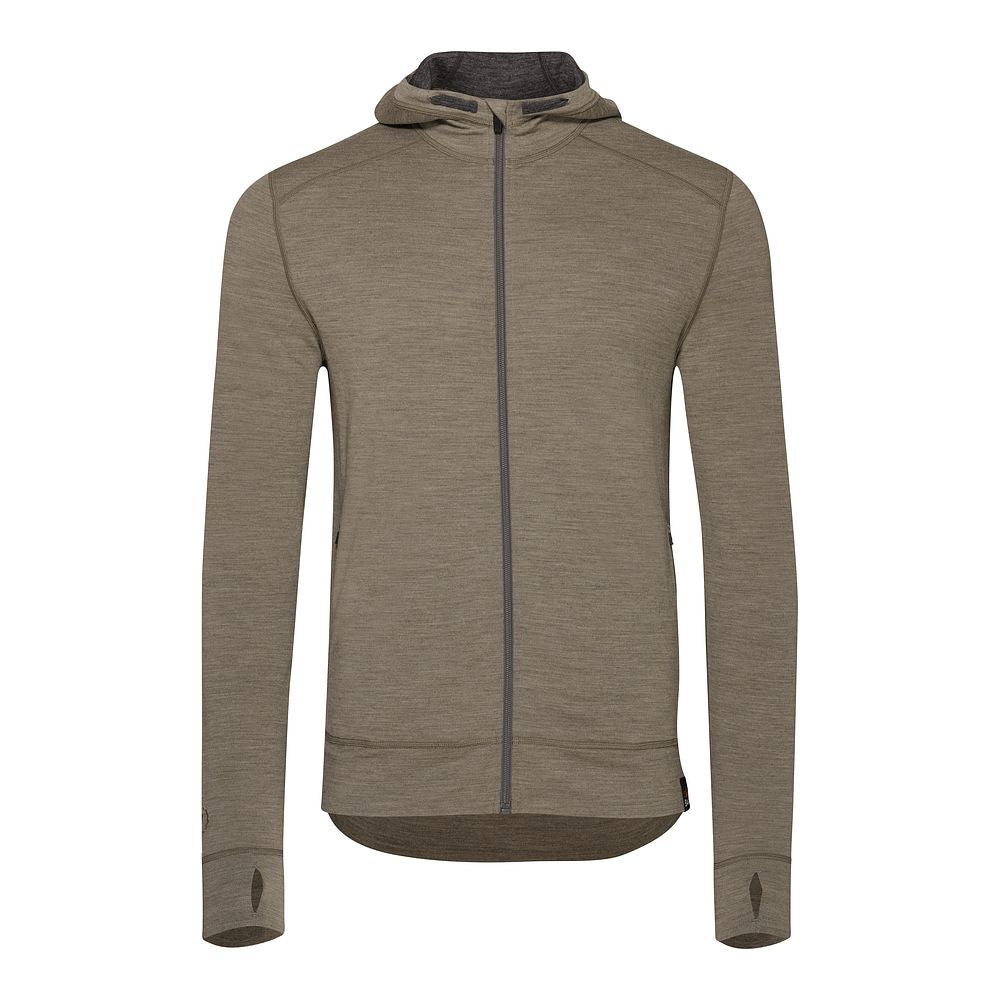 Isobaa Mens Merino 260 Casual Hoodie (Truffle Melange/Smoke)