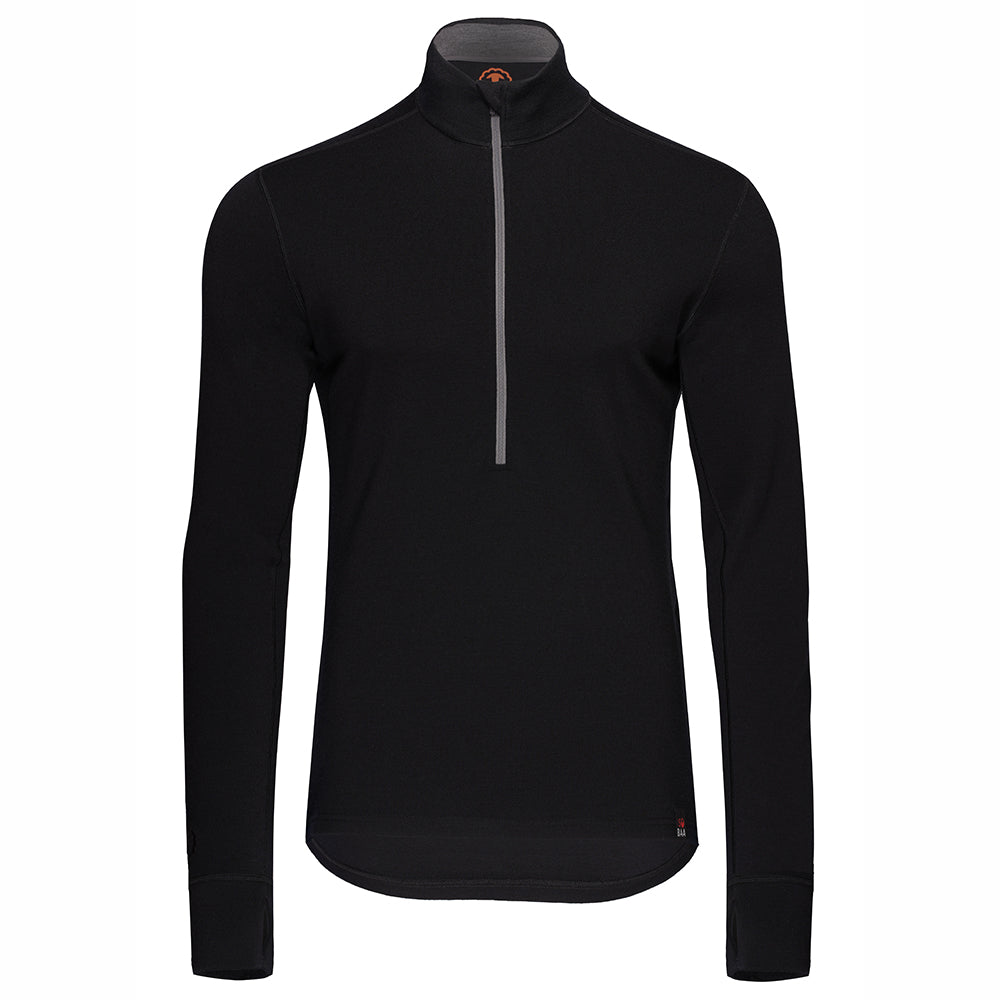 Isobaa Mens Merino 320 Long Sleeve Half Zip (Black/Smoke)
