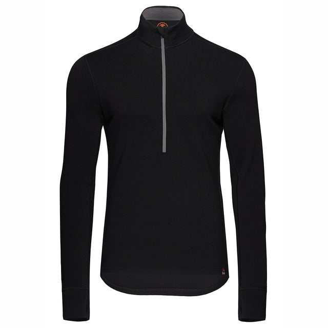 Isobaa Mens Merino 320 Long Sleeve Half Zip (Black/Smoke)