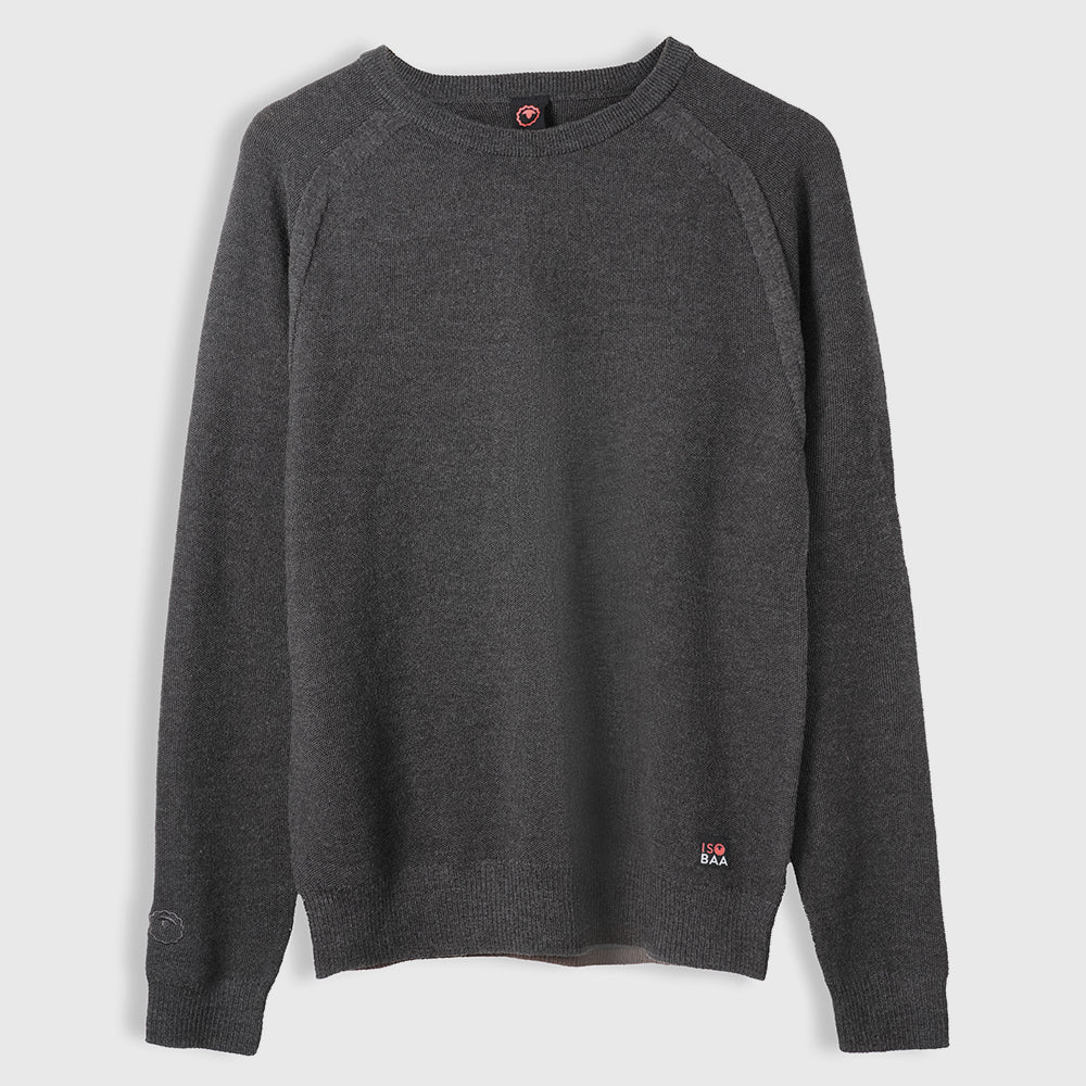 Herren Cinder Merino Moss Stitch Crew Sweater (Chocolate)