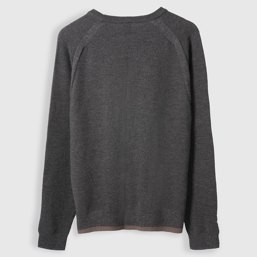 Herren Cinder Merino Moss Stitch Crew Sweater (Chocolate)