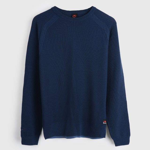 Herren Cinder Merino Moss Stitch Crew Sweater (Navy)