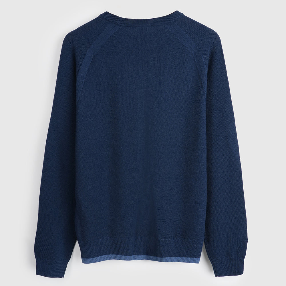Herren Cinder Merino Moss Stitch Crew Sweater (Navy)