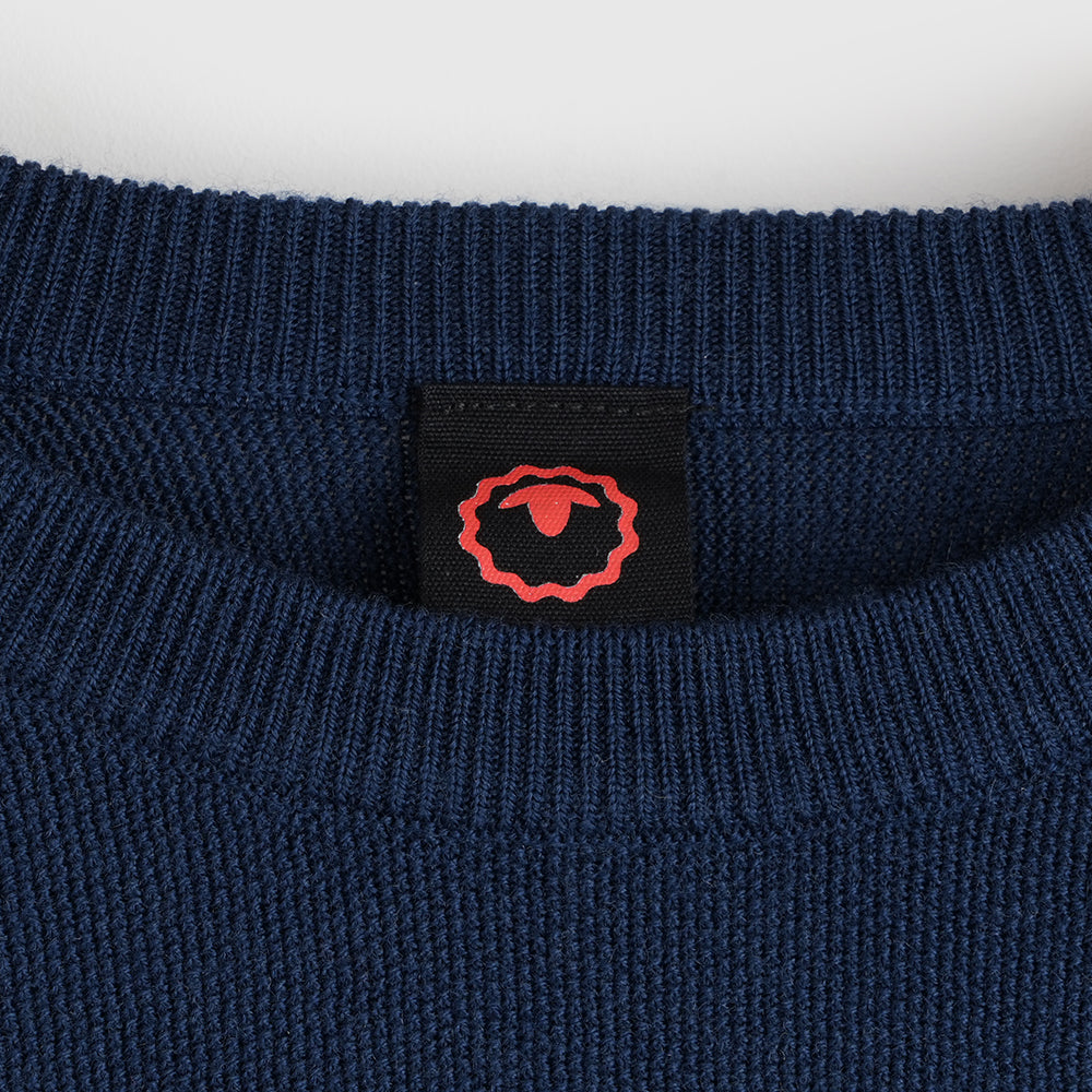 Mens Cinder Merino Moss Stitch Crew Sweater (Navy)