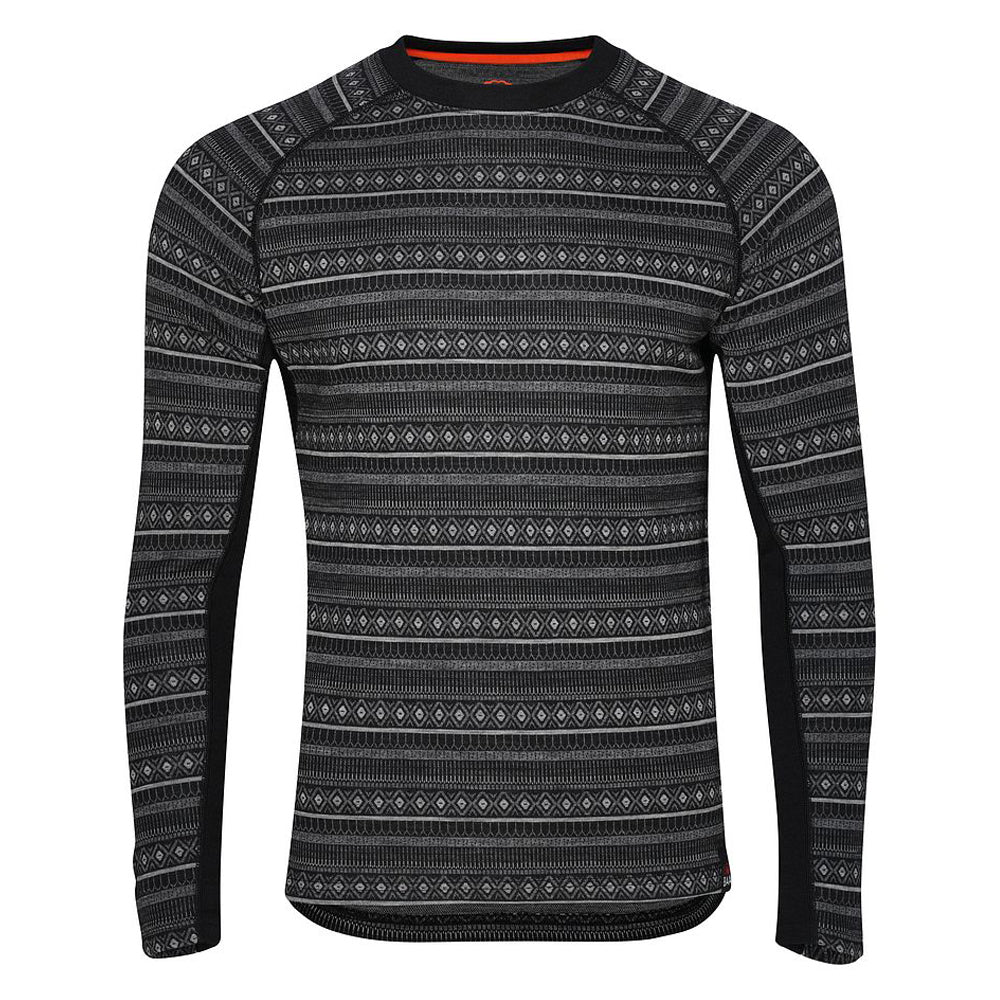 Mens Merino Blend 250 Fairisle Jacquard Long Sleeve Crew (Black/Smoke/Charcoal)