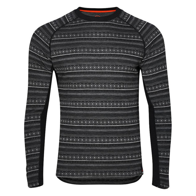 Mens Merino Blend 250 Fairisle Jacquard Long Sleeve Crew (Black/Smoke/Charcoal)