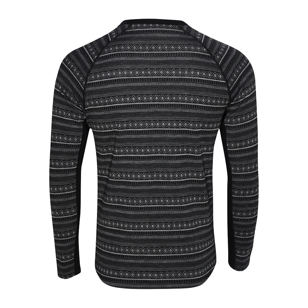 Mens Merino Blend 250 Fairisle Jacquard Long Sleeve Crew (Black/Smoke/Charcoal)