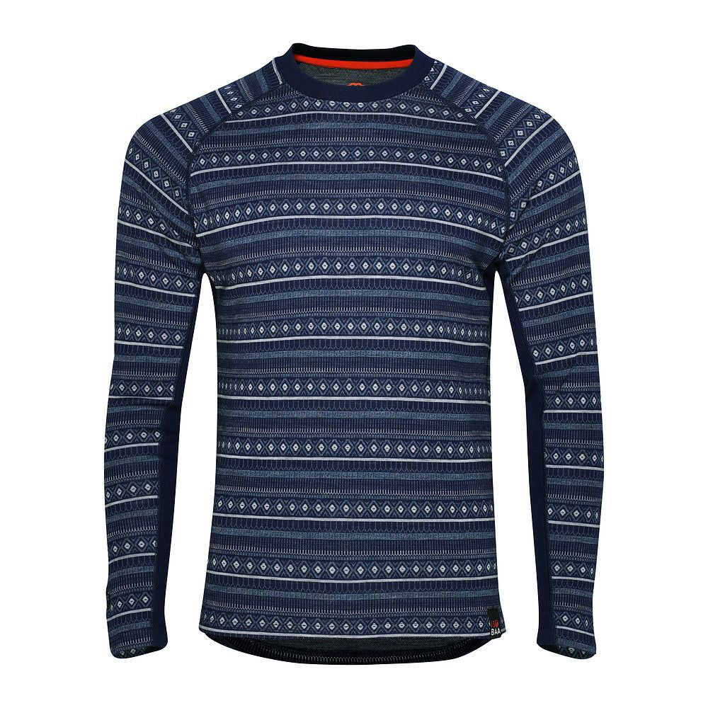 Mens Merino Blend 250 Fairisle Jacquard Long Sleeve Crew (Navy/Denim/Cloud)