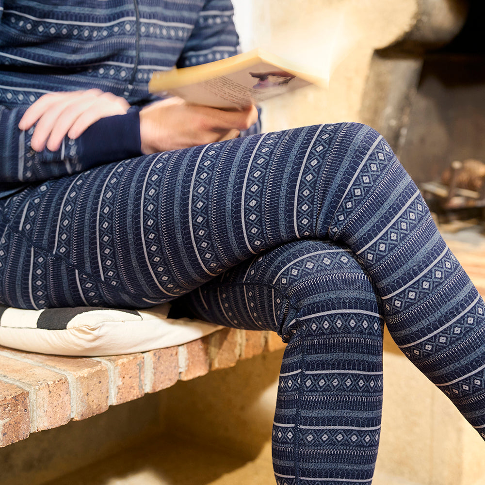 Mens Merino Blend 250 Fairisle Jacquard Tights (Navy/Denim/Cloud) | Model: Joss