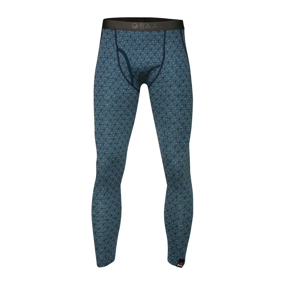 Mens Merino Blend 250 Geometric Jacquard Tights (Petrol/Ocean)