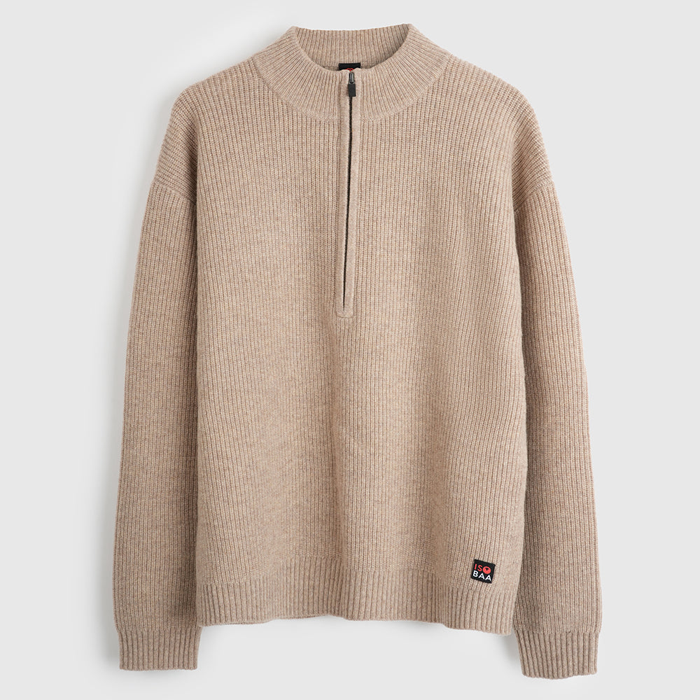 Mens Herdwick Merino Half Zip Sweater (Natural)