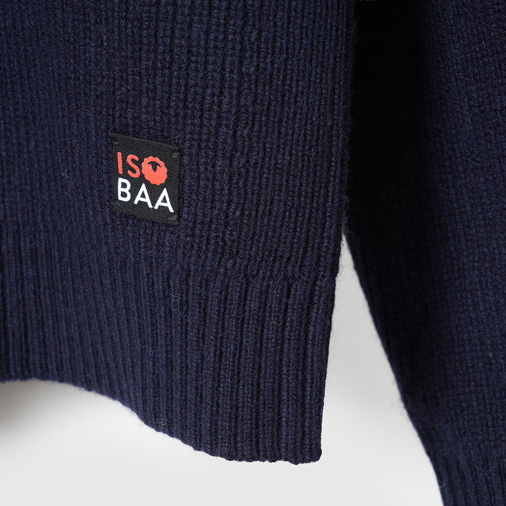 Herren Herdwick Merino Pullover mit Halbreißverschluss (Navy)