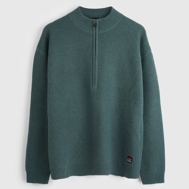 Herren Herdwick Merino Pullover mit Halbreißverschluss (Sea Green)
