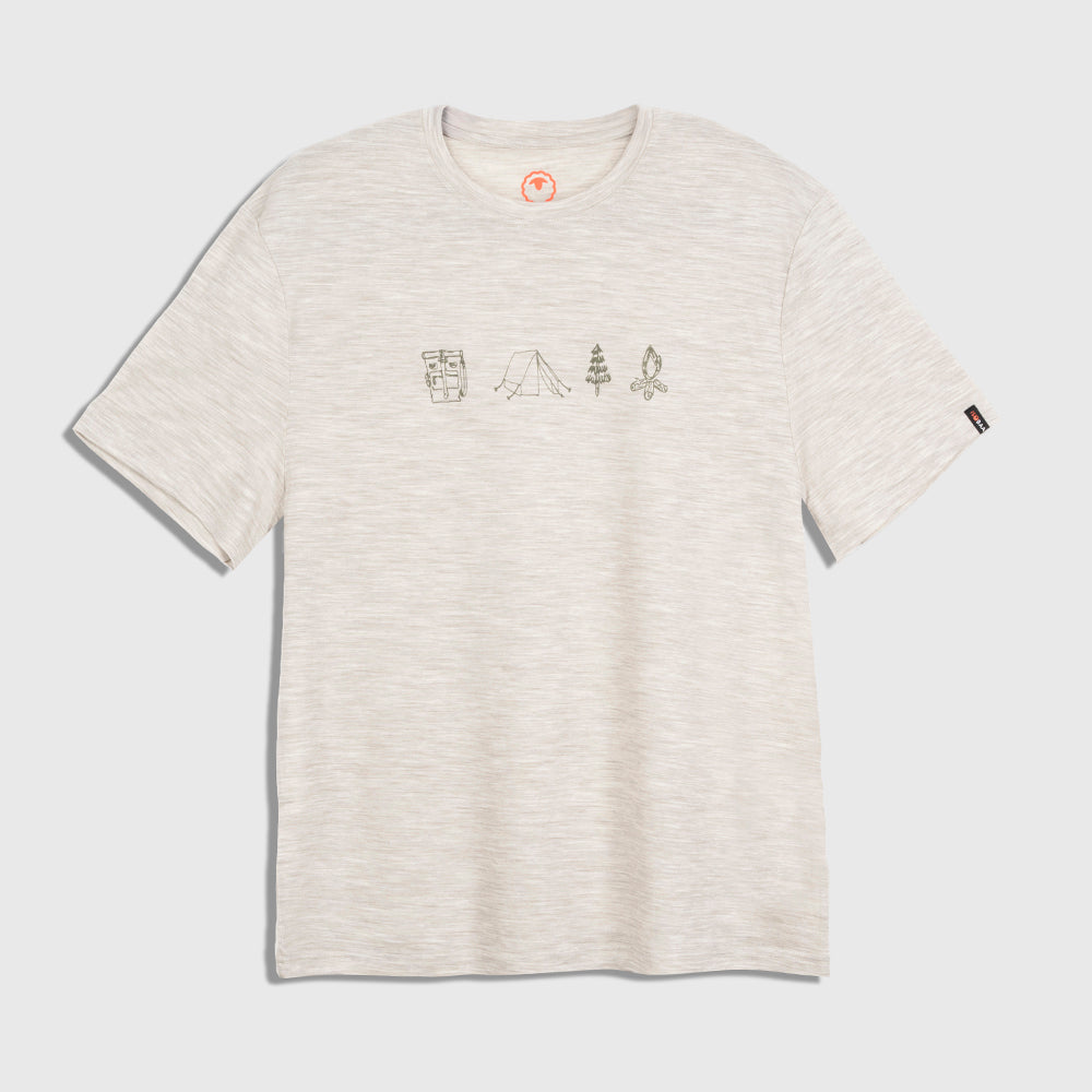 Mens Merino 150 Camping Relaxed Tee (Jute/Olive)