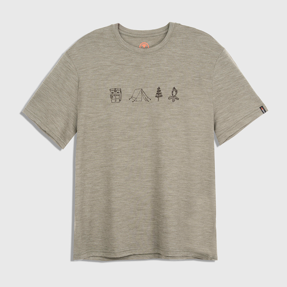 Mens Merino 150 Camping Relaxed Tee (Olive/Chocolate)