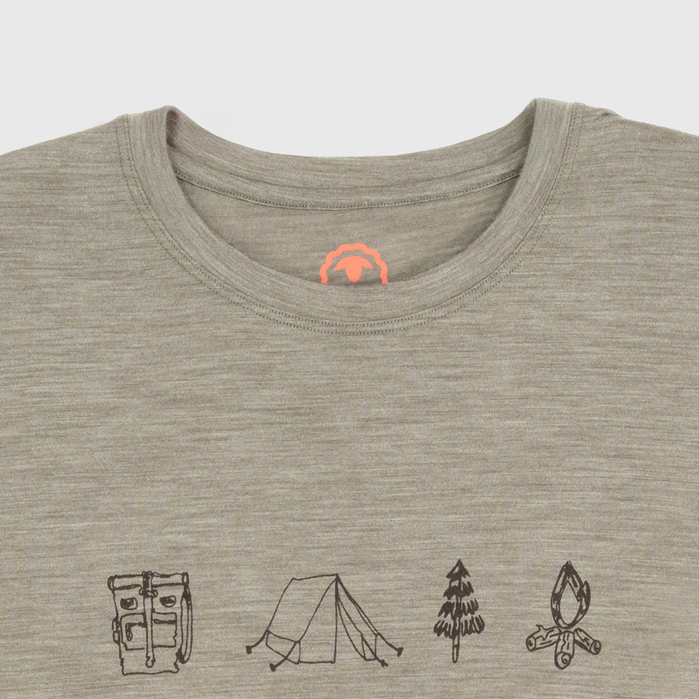 Mens Merino 150 Camping Relaxed Tee (Olive/Chocolate)