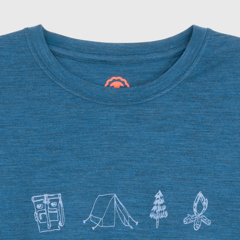 Mens Merino 150 Camping Relaxed Tee (Petrol/Sky)