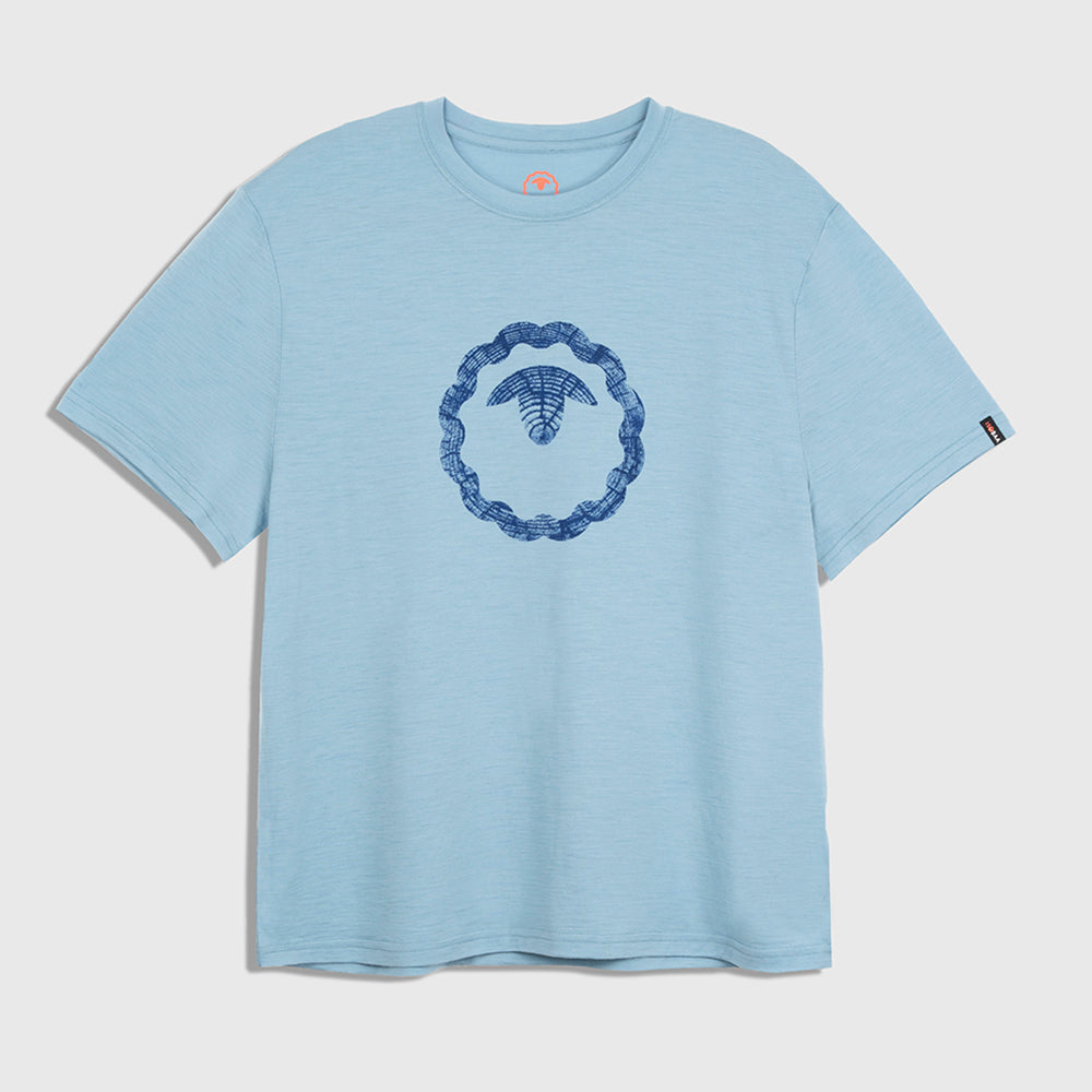 Mens Merino 150 Emblem Relaxed Tee (Lagoon/Navy)