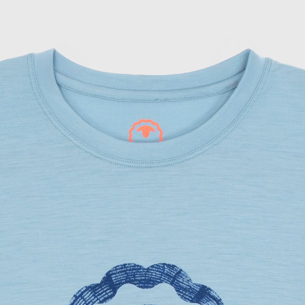 Mens Merino 150 Emblem Relaxed Tee (Lagoon/Navy)