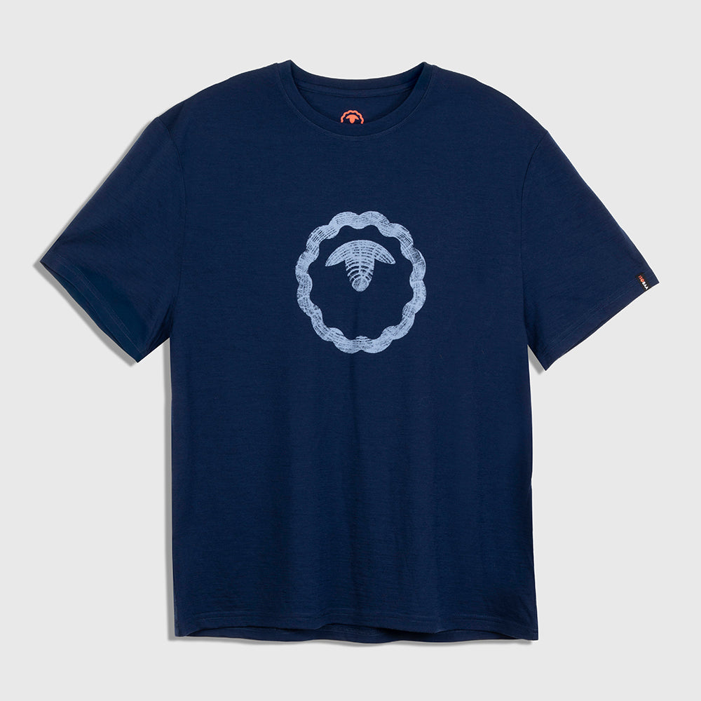 Mens Merino 150 Emblem Relaxed Tee (Navy/Sky)