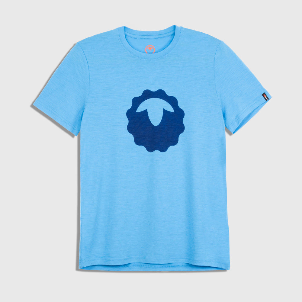 Mens Merino 150 Emblem Tee (Malibu/Navy)