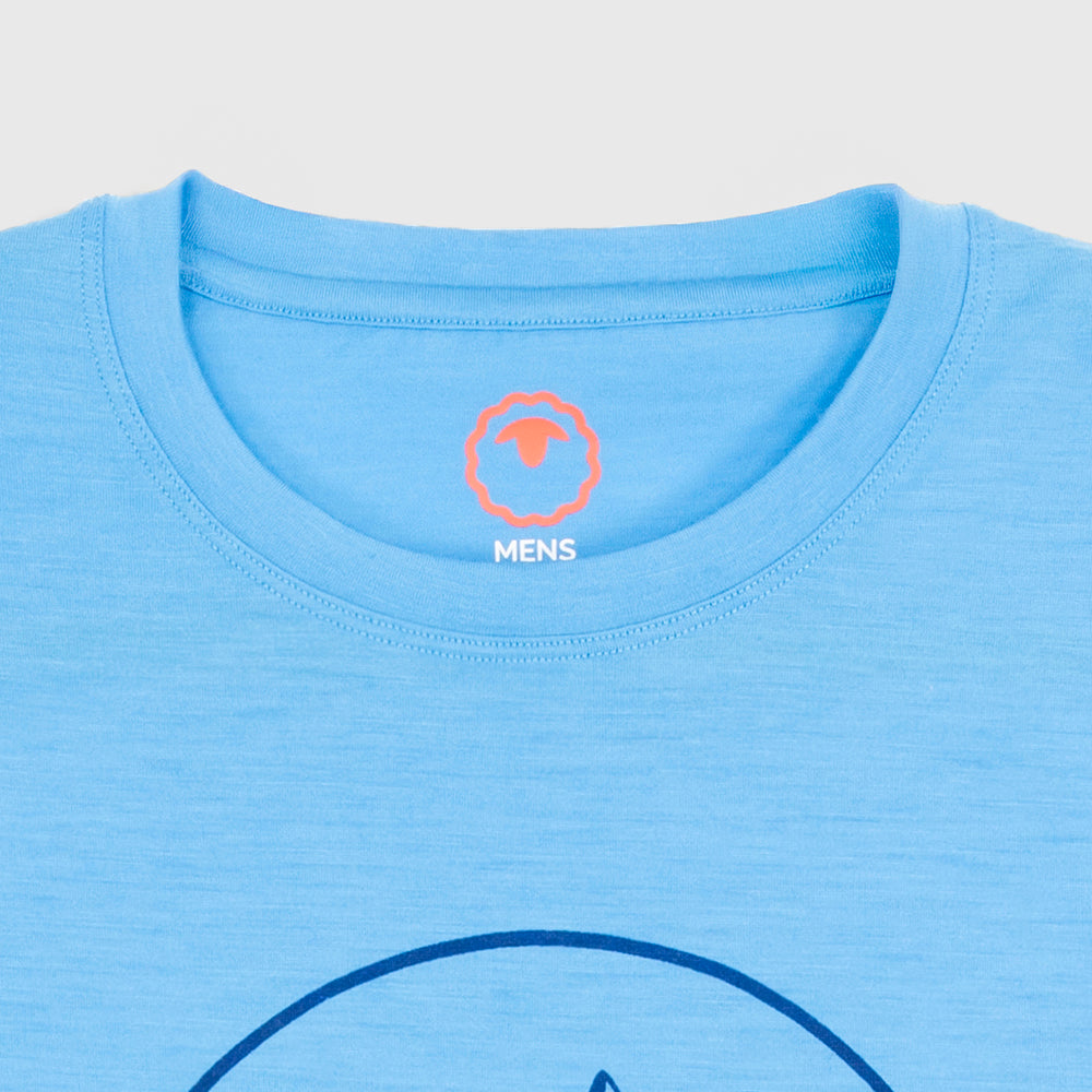 Mens Merino 150 Mountains Tee (Malibu/Navy)