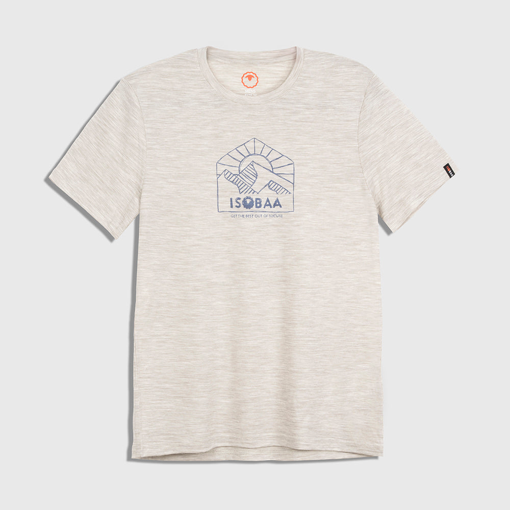 Mens Merino 150 Sketched Sunset Tee (Jute/Denim)