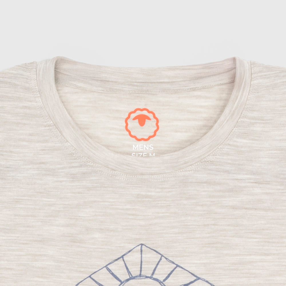 Mens Merino 150 Sketched Sunset Tee (Jute/Denim)