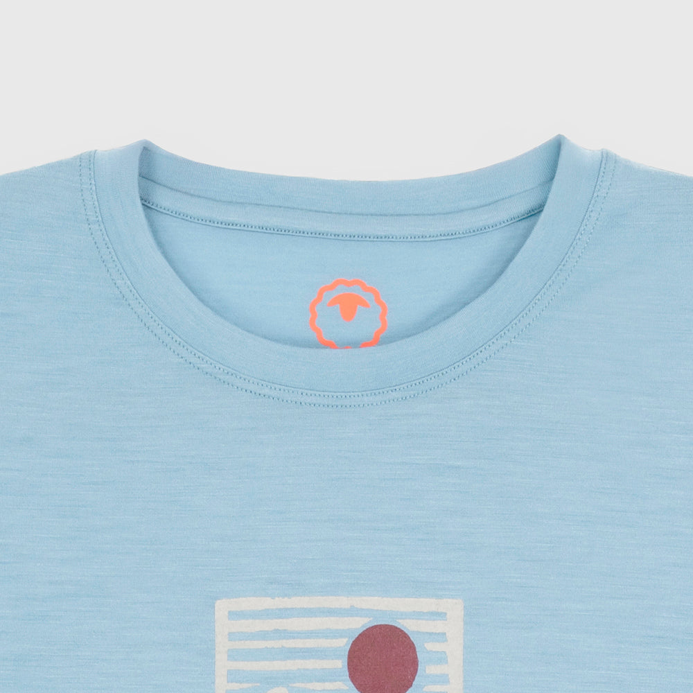 Mens Merino 150 Stamp Summit Tee (Lagoon/Jute)