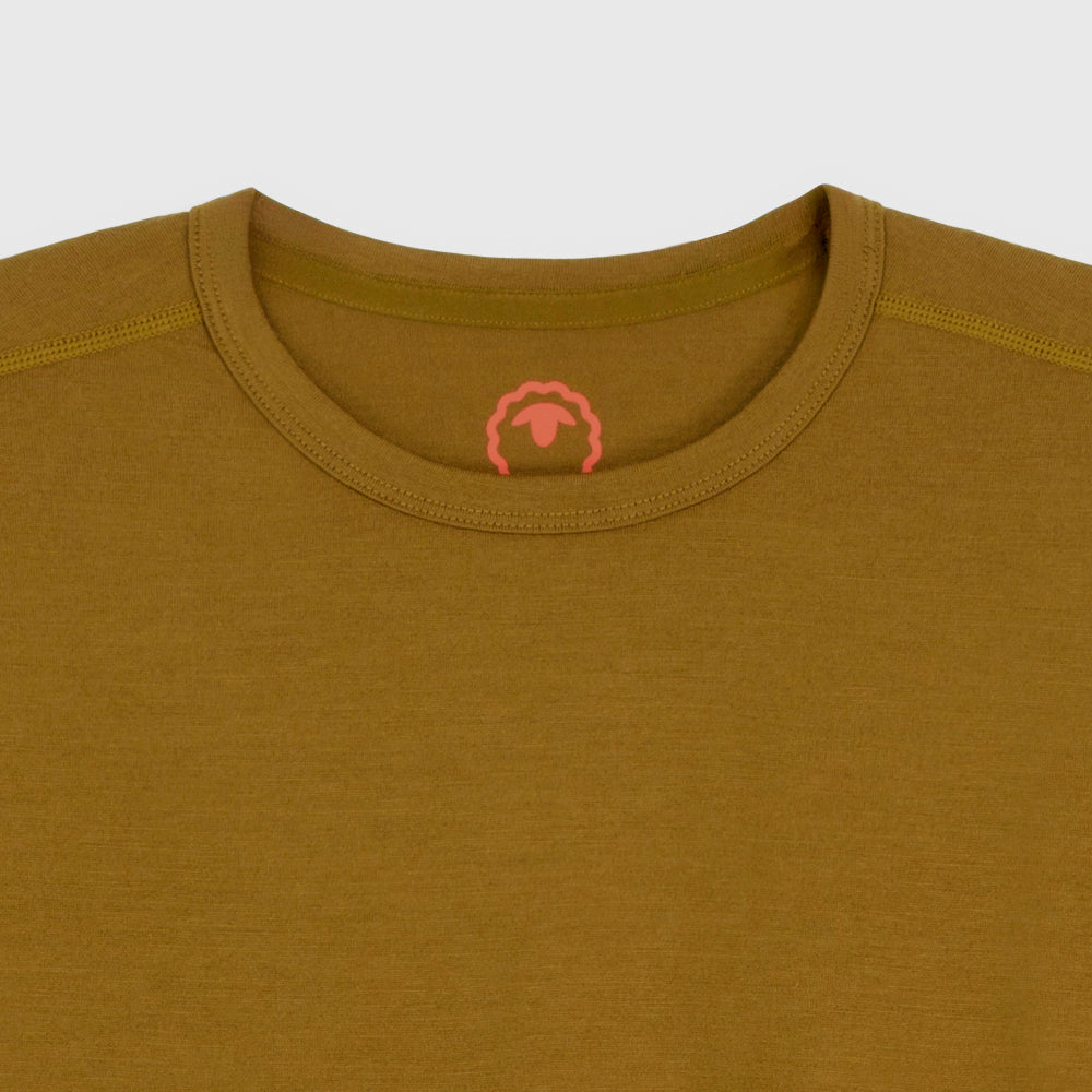 Mens Merino 180 Long Sleeve Crew (Dull Gold)