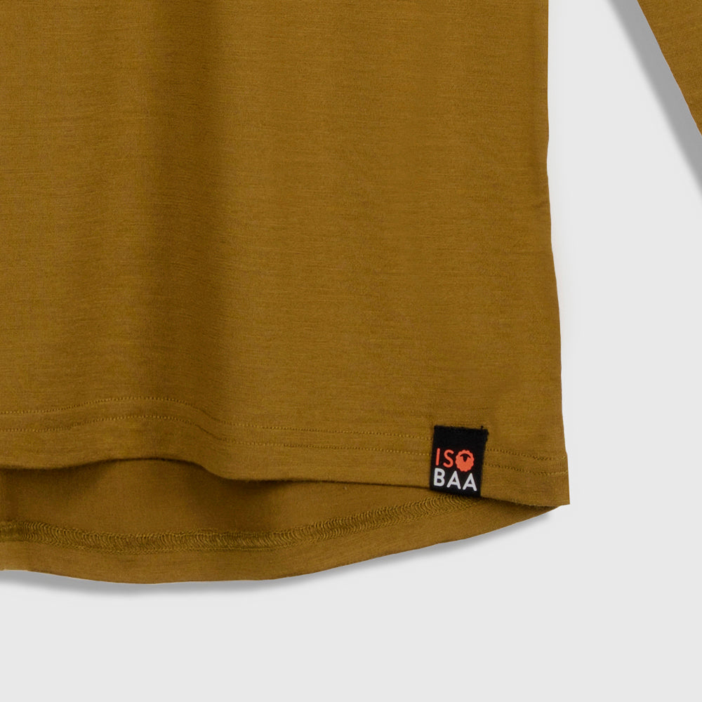 Mens Merino 180 Long Sleeve Crew (Dull Gold)