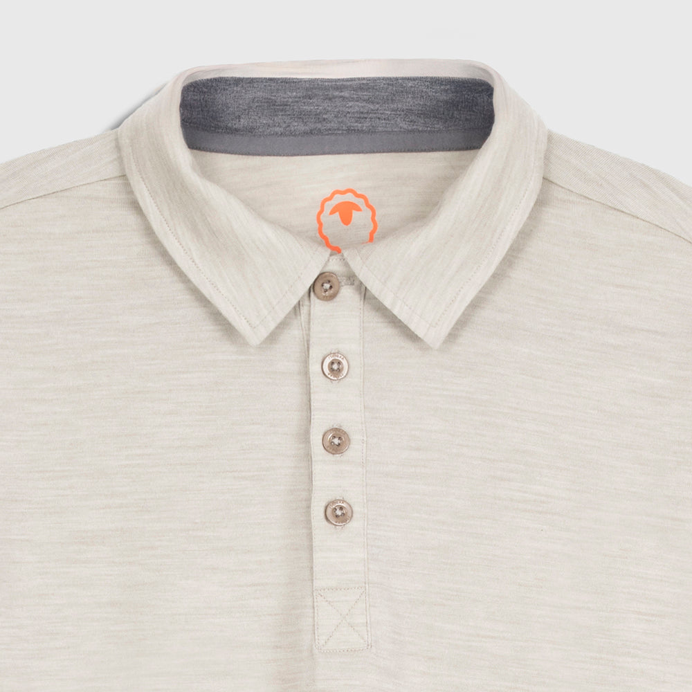Mens Merino 200 Long Sleeve Polo Shirt (Jute Melange)