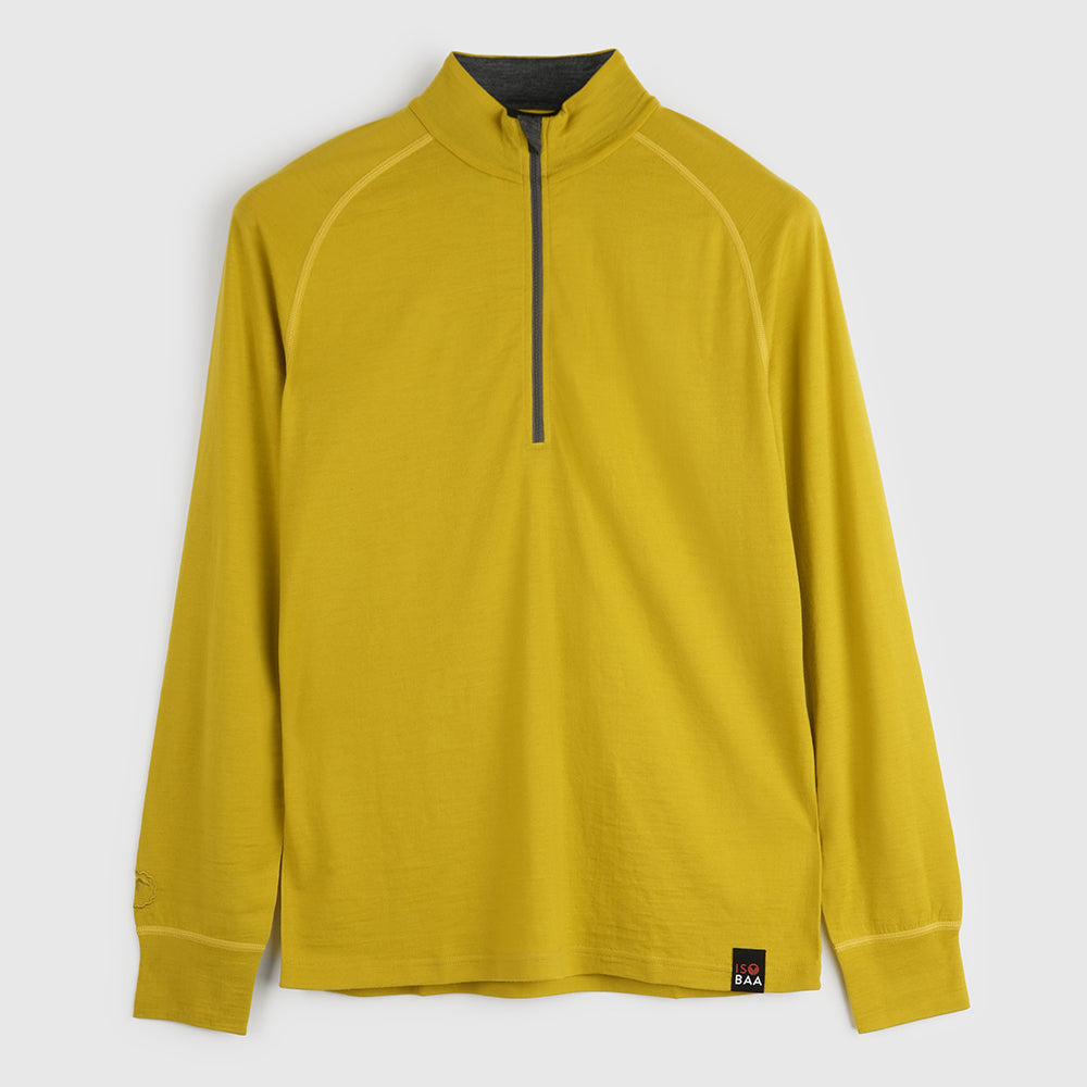 Mens Merino 200 Long Sleeve Zip Neck (Lime/Smoke)